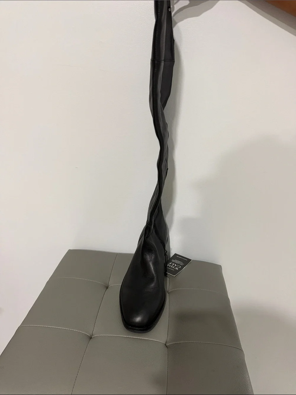 Vince Camuto Black Leather Over-the-Knee Wide Calf Boots